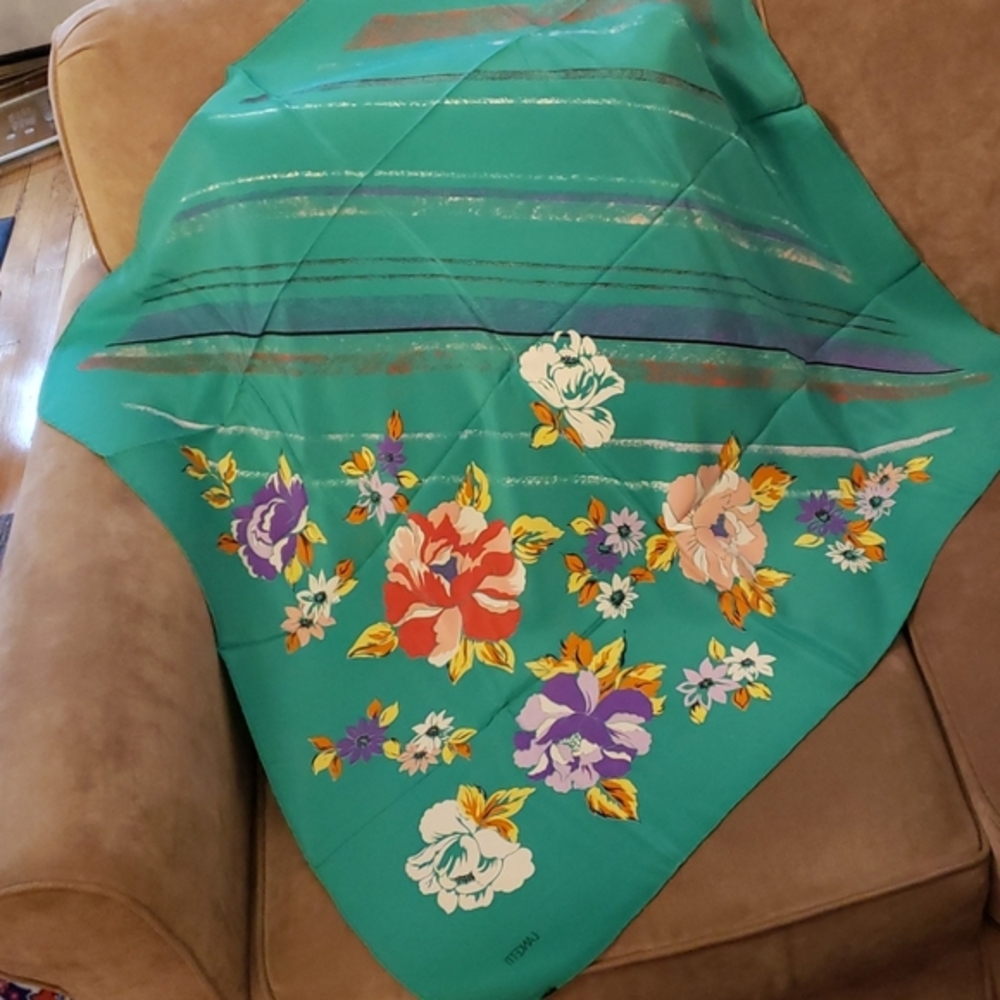 LANCETTI Floral Multicolor Silk Scarf Italy 🇮🇹